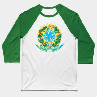 Brazil / Vintage Look Faded Flag Design Baseball T-Shirt